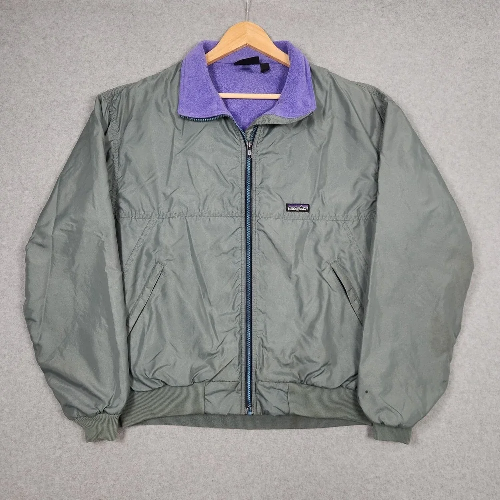 Vintage Patagonia Jacket Mens Large Green Shelled Synchilla Fleece Lined 90s USA